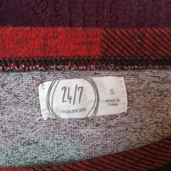 Long Sleeve Tees Bundle of 3 Yellow Purple Striped Black Red Buffalo Plaid Small - Picture 12 of 16